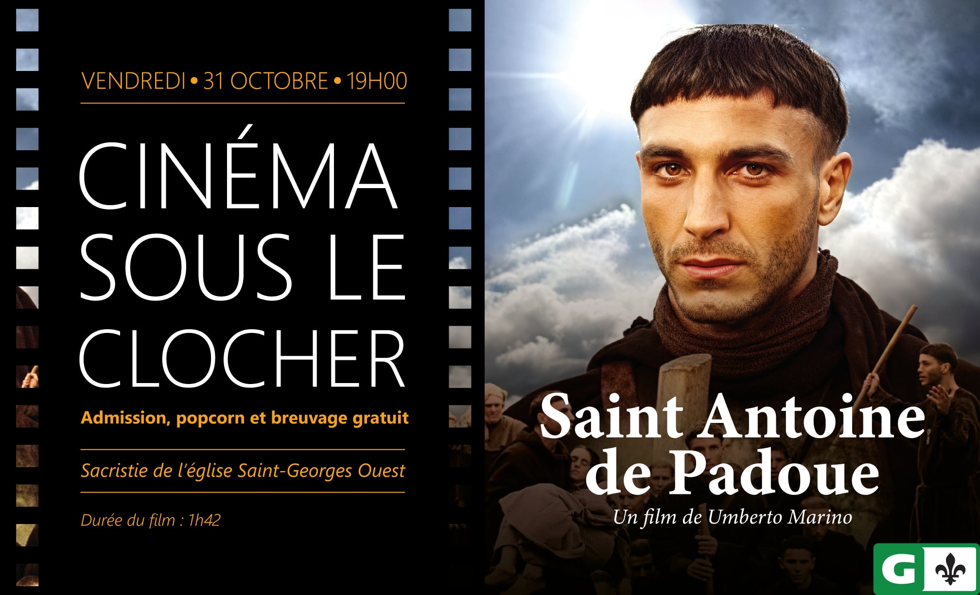 Cinéma sous le clocher 31 octobre 19h