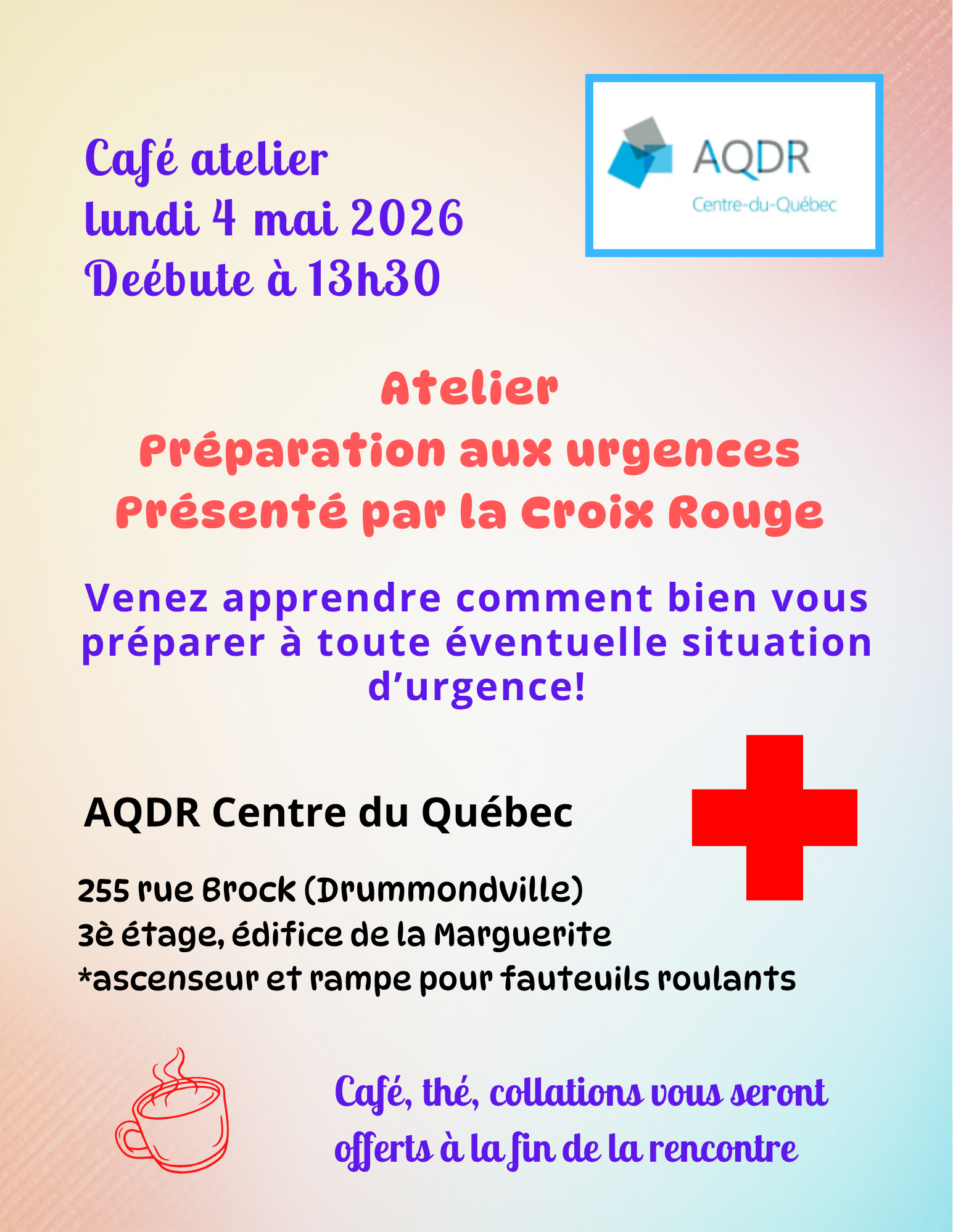 Café rencontre AQDR Centre du Québec