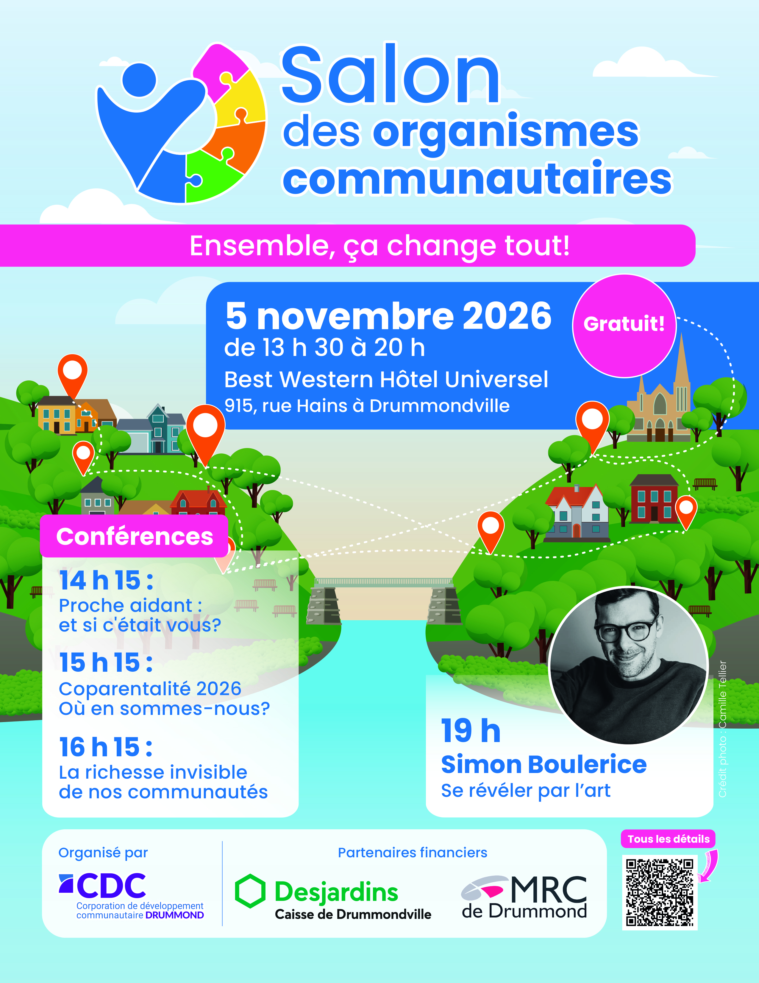 Salon des organismes communautaires, ensemble ça change tout! 5 novembre 2026 au Best Western Hôtel Universel.